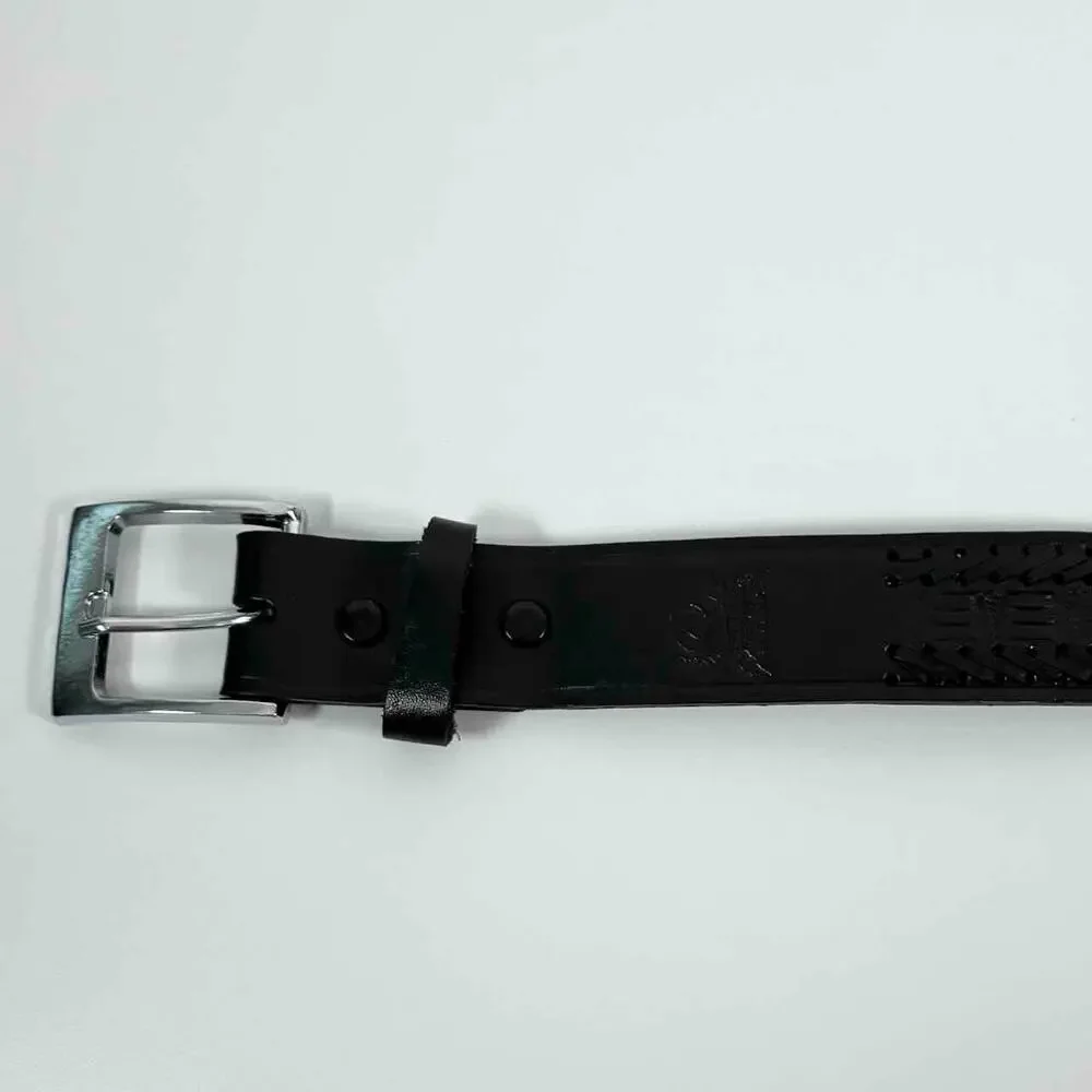 Men's Black Mexican Leather Embossed Basketweave Belt - Size 42 (XL)